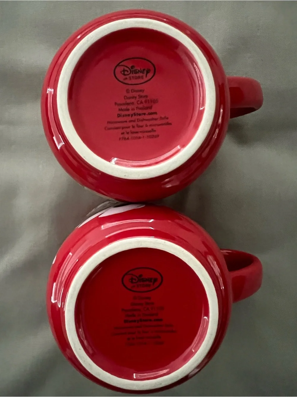 Disney Store Mickey & Minnie “His and Hers” Heart-Handle Ceramic Mug Pair